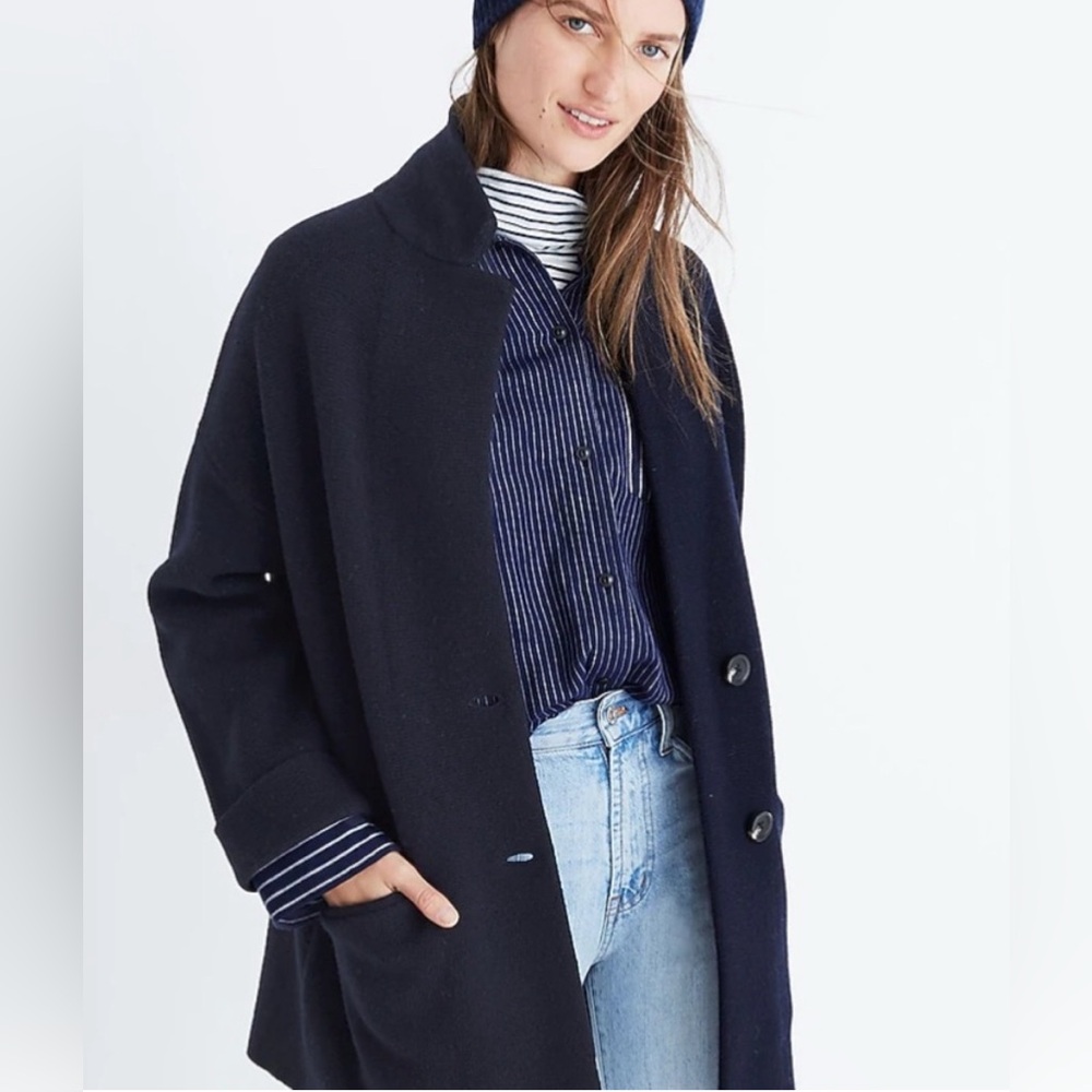 Madewell Women’s Blazer Sweater Jacket Merino Wool Navy Blue XXS